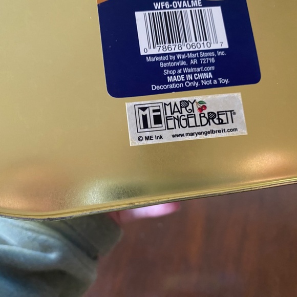 Mary Engelbreit Tin Sewing Box Beaded Handle Latch Box caddy crafts Love & Skill - Picture 6 of 9